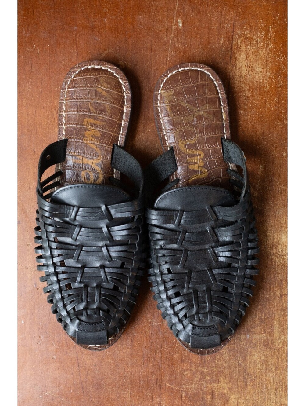 Sam Edelman Black Leather Woven Slip-On Sandals Size 8